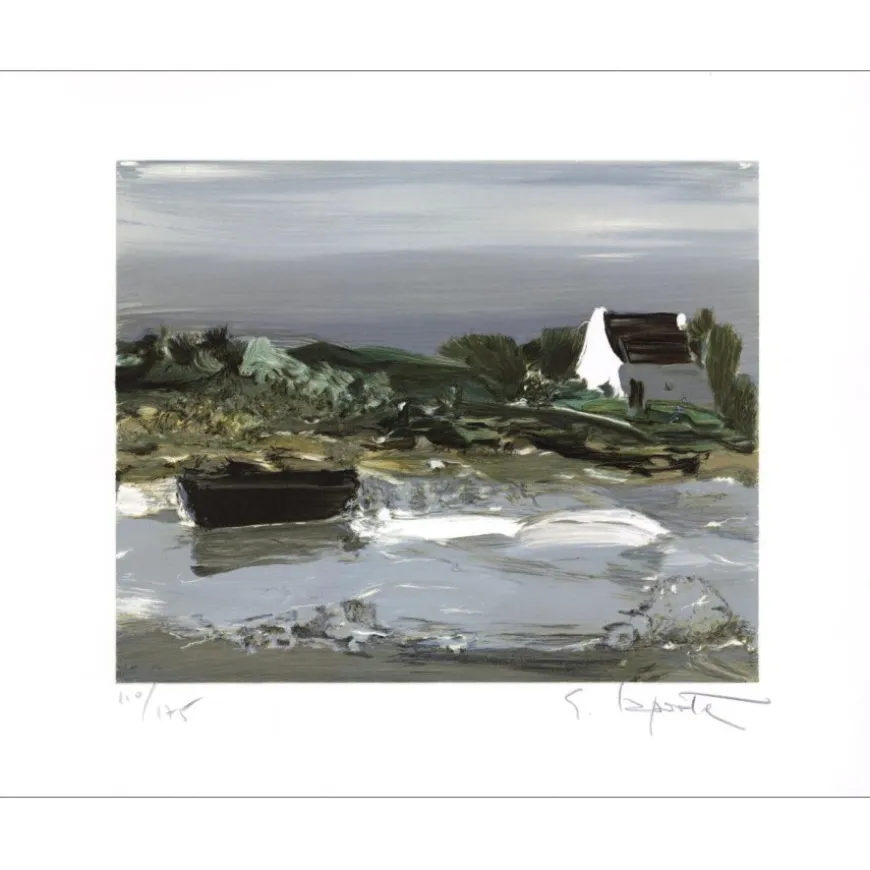 LAPORTE Georges - Lithographie originale "Paysage de Camargue" 37x46cm