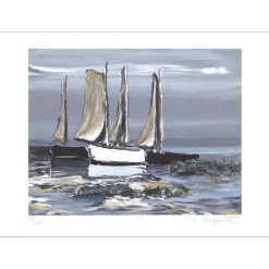 LAPORTE Georges - Lithographie originale "Les Voiliers" 44x62cm