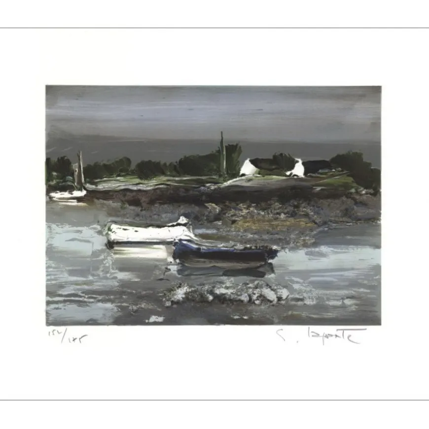 LAPORTE Georges - Lithographie originale "Lumière Bretonne" 37x45cm