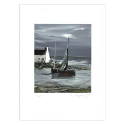 LAPORTE Georges - Lithographie originale "Transparence sur l'estuaire" 50x37cm
