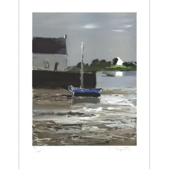 LAPORTE Georges - Lithographie originale "La barque bleue" 50x37cm
