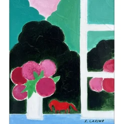 LASSUS Serge - Huiles sur toile "Fenêtre ouverte" 27x22cm