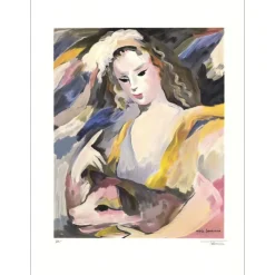 LAURENCIN Marie - Lithographie d’après une aquarelle "Femme au chien" 76x56cm