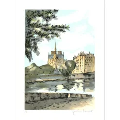 LAURENT Jean Pierre - Lithographie originale "Notre Dame, Paris" - 76x55cm