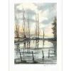 LAURENT Jean Pierre - Lithographie originale "Bord de mer" - 76x55cm