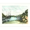 LAURENT Jean Pierre - Lithographie originale "Les bateaux" - 55x75cm