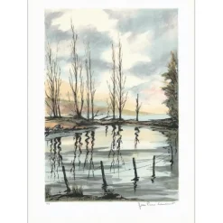 LAURENT Jean Pierre - Lithographie originale "Bord de mer" - 76x55cm