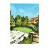 LAURENT Jean Pierre - Lithographie originale "Vue d'alsace" - 76x54cm
