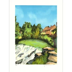 LAURENT Jean Pierre - Lithographie originale "Vue d'alsace" - 76x54cm