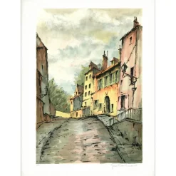 LAURENT Jean Pierre - Lithographie originale "La rue" - 76x54cm