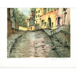 LAURENT Jean Pierre - Lithographie originale "La rue" - 76x54cm