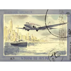 LEAROY Jack - Lithographie originale "Winging the skyline" 52x75cm