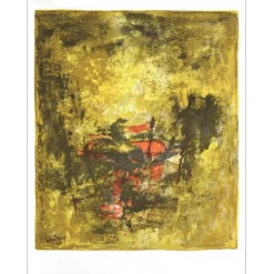 LEBADANG Dang - Lithographie originale "Composition en jaune" 67x51cm