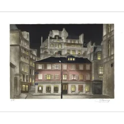 LECOINDRE Jean Luc - Lithographie originale "Le bar-tabac" 43x56cm