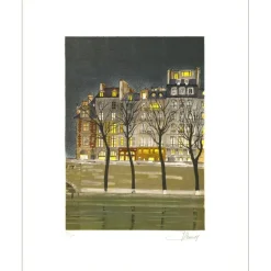 LECOINDRE Jean Luc - Lithographie originale "Le quai des orfèvres" 63x50cm