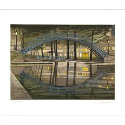 LECOINDRE Jean Luc - Lithographie originale "Le canal Saint Martin" 42x54cm