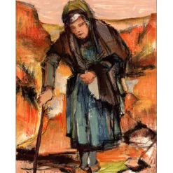 LETELLIER Pierre - Lithographie originale "La vieille dame" 35x27cm