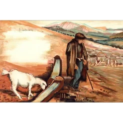 LETELLIER Pierre - Lithographie originale "Le berger" 35x53cm