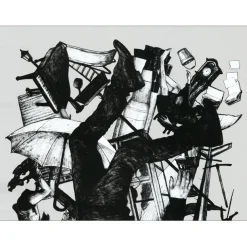 LEVALET - Sérigraphie originale "La chute (gris)" 112x79cm - 2017