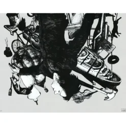 LEVALET - Sérigraphie originale "La chute (gris)" 112x79cm - 2017