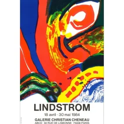 LINDSTROM Bengt - Affiche "Exposition, Galerie Christian Cheneau" 78x50cm - 1984