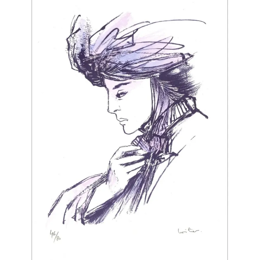 LOILIER Hervé - Lithographie originale rehaussée "Portrait" 35x25cm - 2015