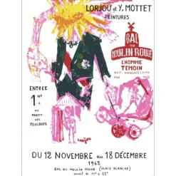 LORJOU Bernard - Lithographie "Bal du moulin rouge, Paris" 78x56cm - 1962