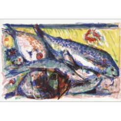 LORJOU Bernard - Lithographie originale "Les poissons" 66x101cm - 1959