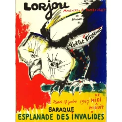 LORJOU Bernard - Lithographie "Baraque, Esplanade des invalides, Paris" 74x53cm - 1957