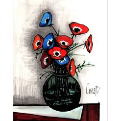 MABILLON Christophe - Dessin original "Hommage à B.BUFFET, Petit Bouquet 01" 40x30cm - 2015