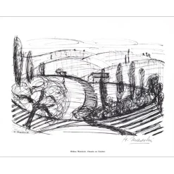 MADELIN Hélène - Lithographie signée au crayon "Chemin en Corrèze" 27x21cm - 1961