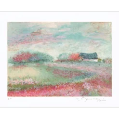 MANOUKIAN Claude - Lithographie originale "Maison à la campagne" 50x65cm