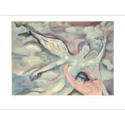 MARCEAU Marcel - Lithographie originale "Combat de l'Ange" 54x75cm - 1981