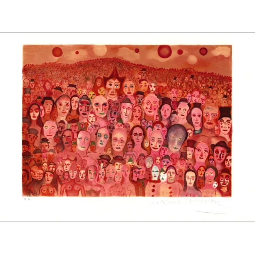 MARCEAU Marcel - Lithographie originale "Les artistes" 54x75cm - 1981