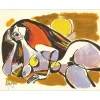 MARGOTTON René - Dessin original à la gouache "Femme nue cubique allongée" 24x32cm