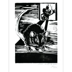MARIE.LINO M - Gravure originale "La souris" 38x28cm
