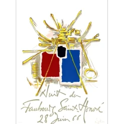 MATHIEU Georges - Lithographie "Nuit du Faubourg Saint Honoré, Paris" 70x50cm - 1966
