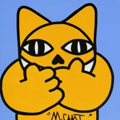 M.CHAT (Thoma Vuille) - Acrylique sur toile "Pas parlé" 40x40cm - 2024