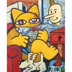 M.CHAT (Thoma Vuille) - Acrylique sur toile "Libération" 117x90cm - 2022