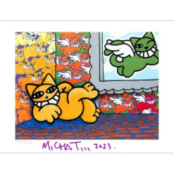 M.CHAT (Thoma Vuille) - Lithographie "Ronron et Chat ailé" 20x28cm - 2023 - S/V
