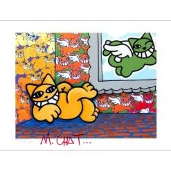 M.CHAT (Thoma Vuille) - Lithographie "Ronron et Chat ailé" 20x28cm - 2023 - S/R