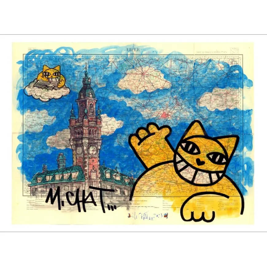 M.CHAT (Thoma Vuille) - Lithographie "Hommage à Lille" 50x70cm - 2023