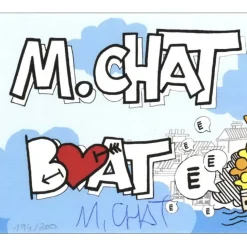 M.CHAT (Thoma Vuille) - Lithographie "Boat Chat" 10x20cm - 2019