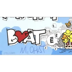 M.CHAT (Thoma Vuille) - Lithographie "Boat Chat" 10x20cm - 2019