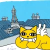 M.CHAT (Thoma Vuille) - Sérigraphie originale "Paris, l'envol du chat" 25x25cm - 2020