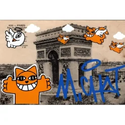 M.CHAT (Thoma Vuille) - Sérigraphie sur carte postale "Paris 8/25" 9x14cm - 2019