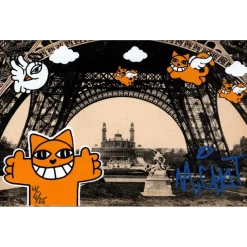 M.CHAT (Thoma Vuille) - Sérigraphie sur carte postale "Paris 4/25" 9x14cm - 2019