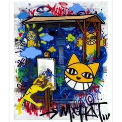 M.CHAT (Thoma Vuille) - Sérigraphie "Retour de Seoul" 99x80cm, rehaussée !