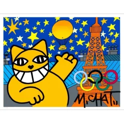 M.CHAT (Thoma Vuille) - Sérigraphie "Jeux de Paris" 56x76cm - 2024