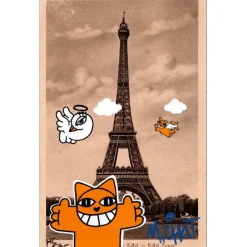 M.CHAT (Thoma Vuille) - Sérigraphie sur carte postale "Paris 5/25" 14x9cm - 2019